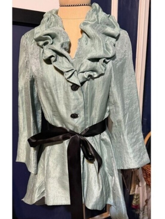 Adrianna Papell Jackets & Blazers - Adrianna Papell Women's Celadon Puff Collar Jacket